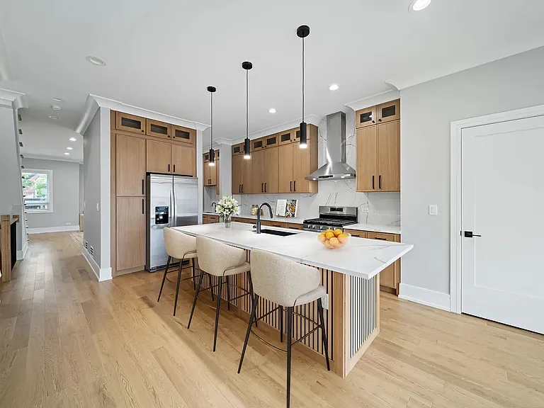 Bright kitchen with white oak cabinetry